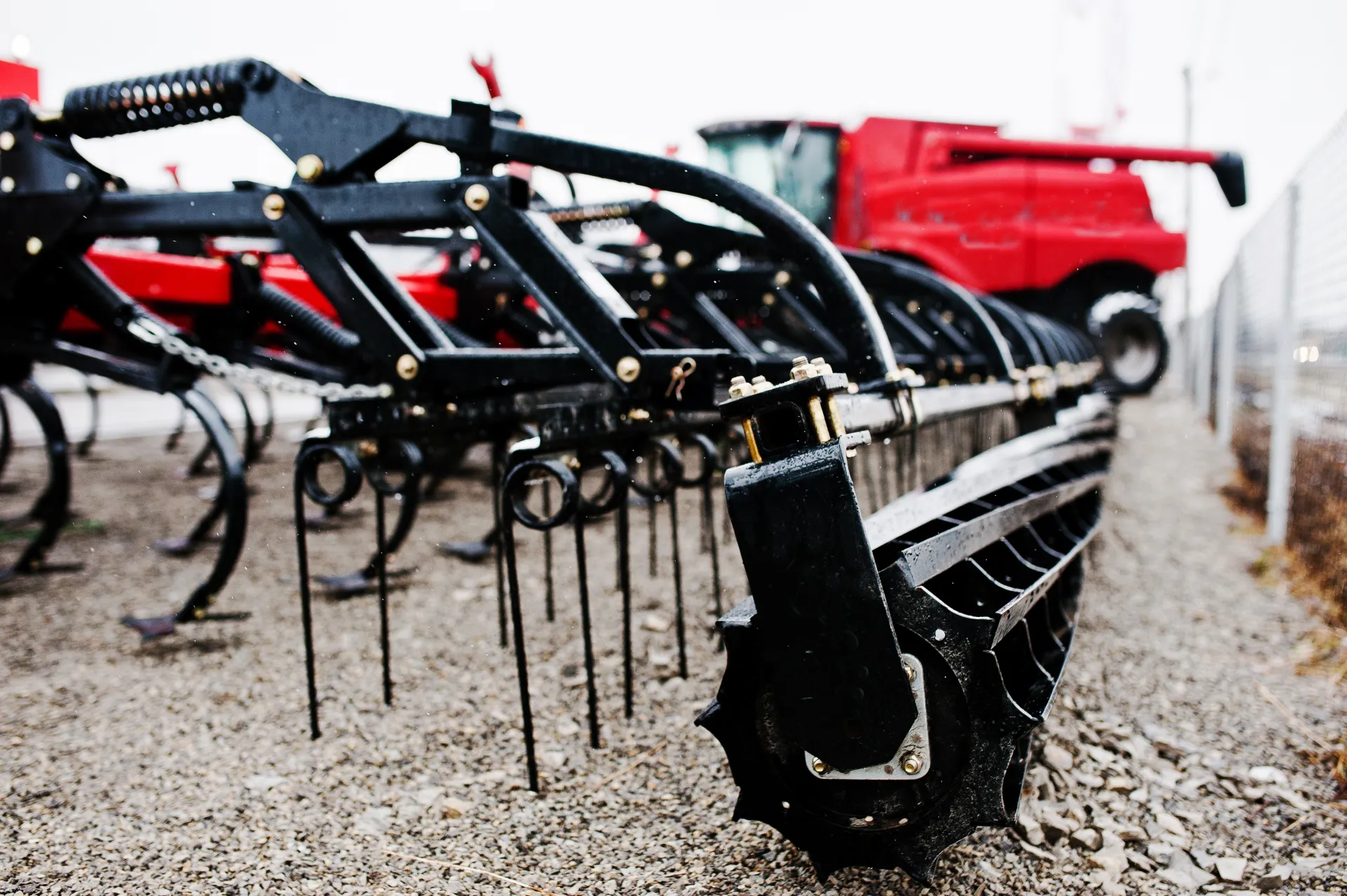 Agricultural seeder equipment close-up