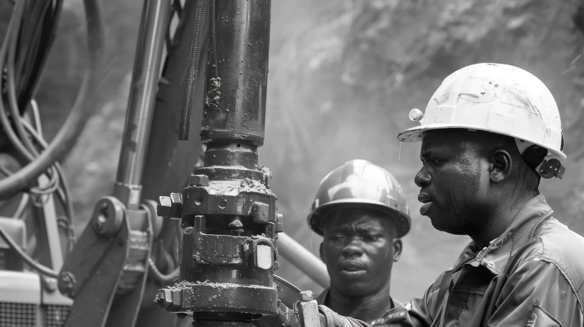 Drill rig operators working at a mining site
